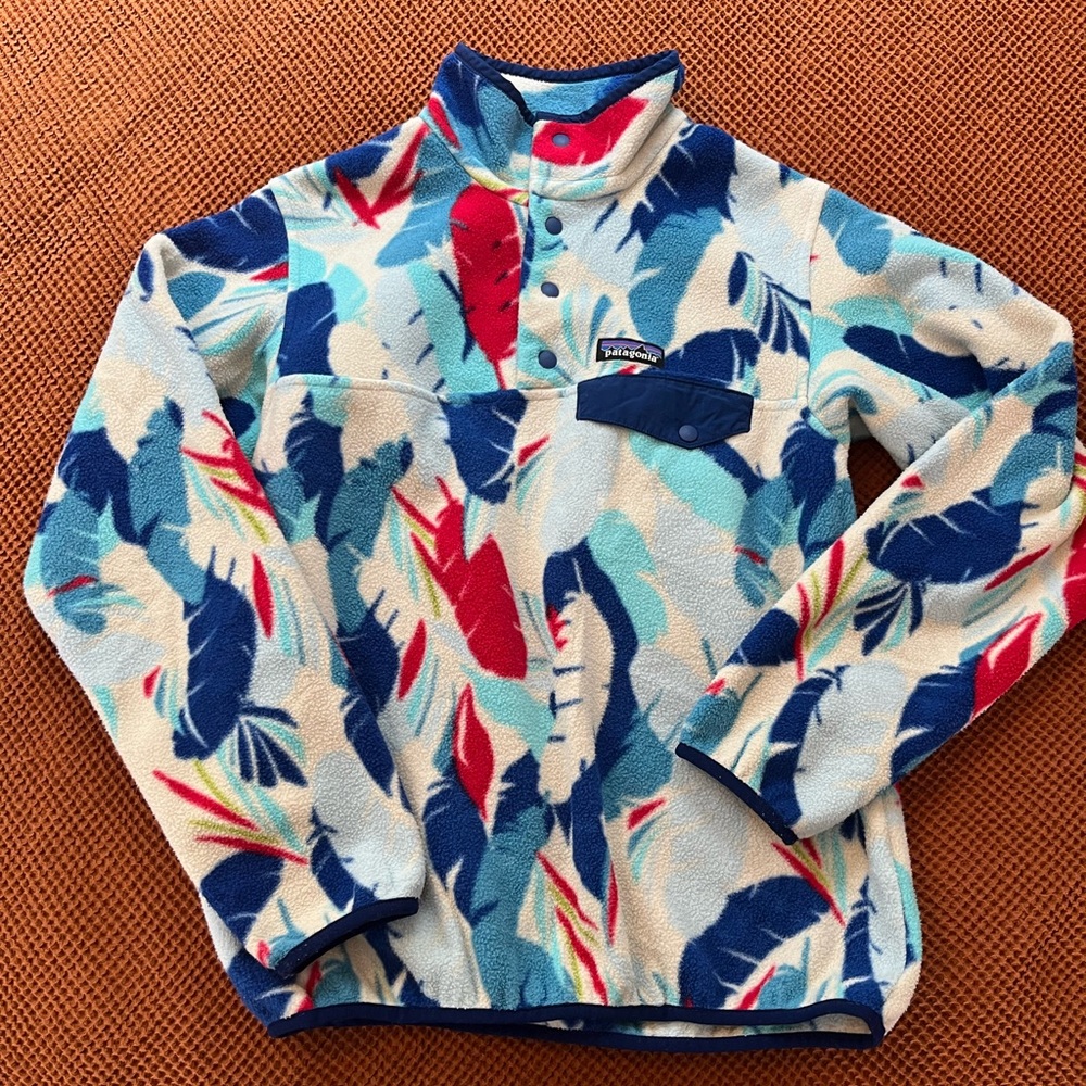 Patagonia Synchilla Feather Dance Channel Blue snap-t pullover size S